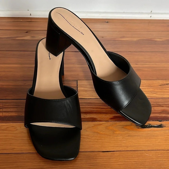 LOFT Open Toe Block Heel Mule Sandals in Black - Size 8.5 - Picture 4 of 12